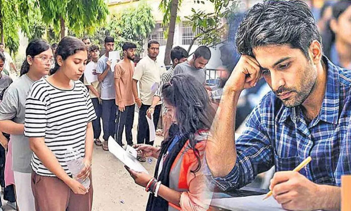 Candidates appearing for the UPSC Civil Services Prelims 2026 examination at Hyderabad centers discussing the challenging Paper-1 and easier Paper-2.