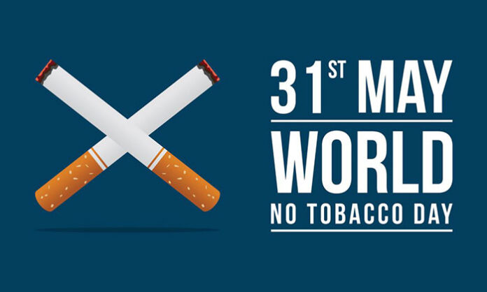 World No Tobacco Day awareness campaign highlighting the harmful health effects of smoking and tobacco consumption.