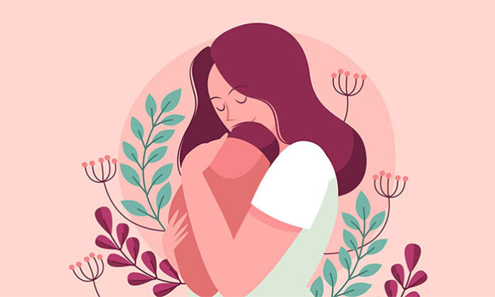 Emotional artistic representation of a mother lovingly holding her child symbolizing affection sacrifice and motherhood