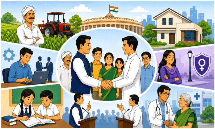 A message emphasizing accountable governance, public welfare, development, transparency, and implementation of promises in a democratic system.