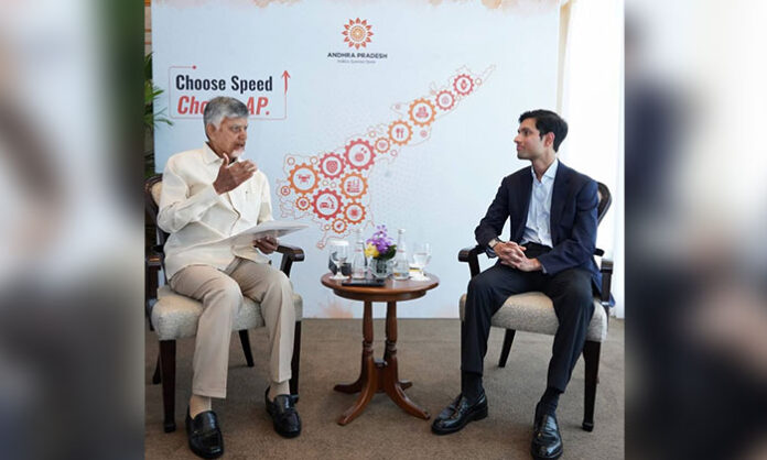 Chief Minister Chandrababu Naidu meeting Singapore company representatives to discuss investments and logistics projects in Andhra Pradesh