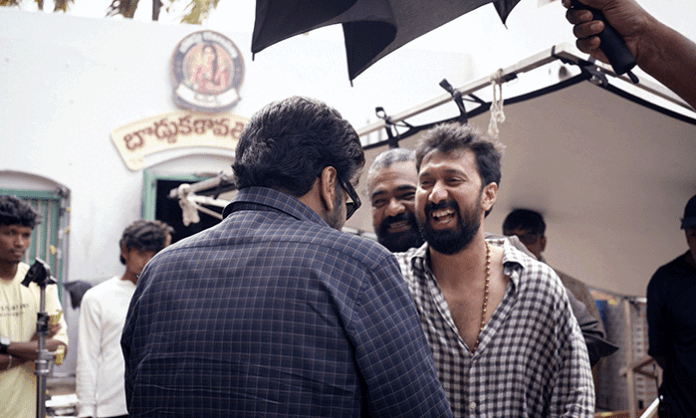 Megastar Chiranjeevi and director Bobby Kolli during the shooting of ChiruBobby2 as the team completes the Pollachi schedule and begins a new schedule in Hyderabad.