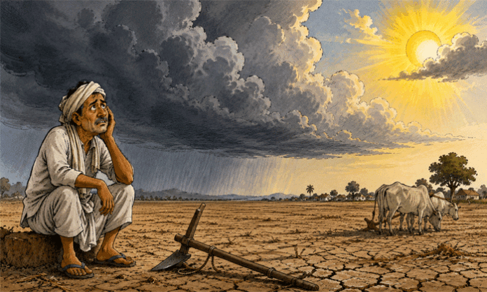 Farmers wait for timely monsoon rains as delayed rainfall and rising temperatures affect Kharif season preparations.