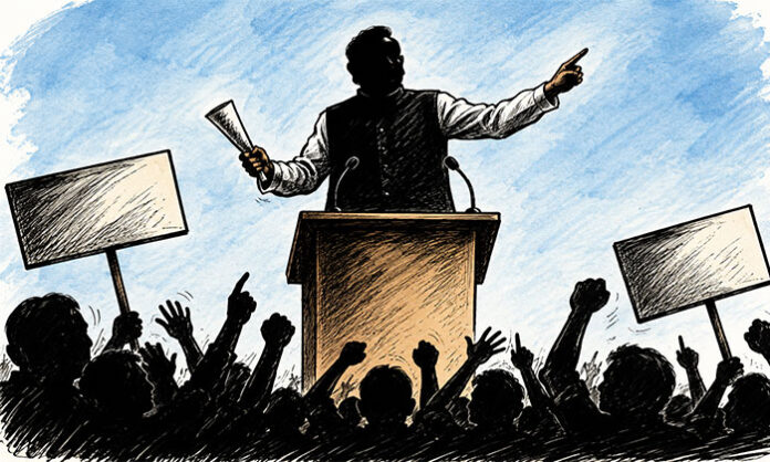 Illustration representing democratic leadership, public trust, constitutional governance, and the importance of lawful decision-making in a democratic society.