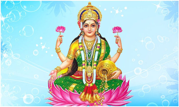 Ghee lamp lighting and Goddess Lakshmi worship ritual performed on Friday as per Vastu Shastra for wealth and prosperity.