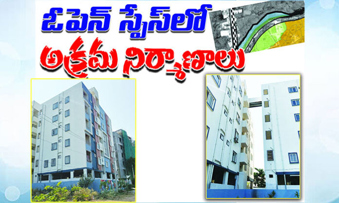 Allegations of illegal construction and irregular building permissions in LB Nagar open space zones under GHMC town planning, involving disputed approvals and occupancy certificates.