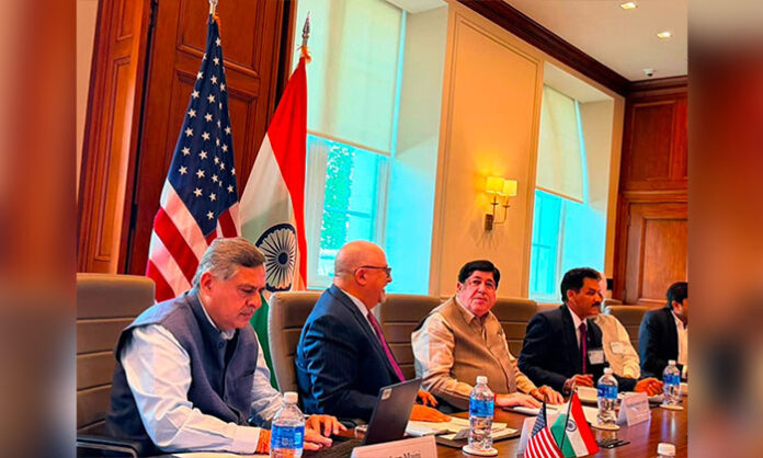 IFFCO Chairman Dilip Sanghani participating in discussions with USIBC representatives to strengthen India-US agricultural cooperation and innovation.