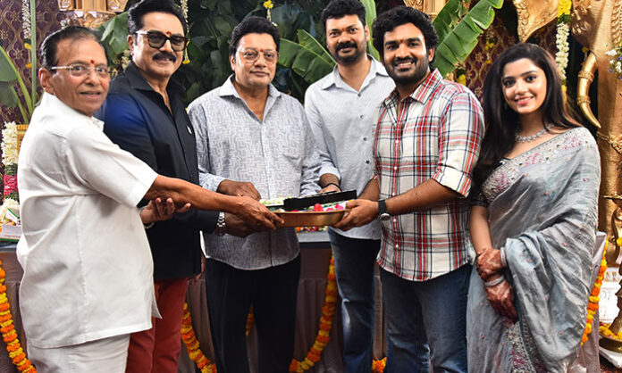 Kiran Abbavaram seen in rural avatar in announcement poster of his debut directorial film launched with grand pooja ceremony