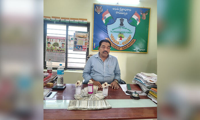 ACB officials arrest Kodimyal Forest Range Officer Ghulam Moinuddin in Jagtial district for accepting bribe during a trap operation