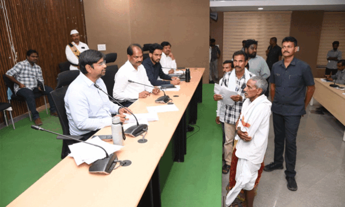 District Collector Kumar Deepak reviews Prajavani petitions in Mancherial and instructs officials to ensure quick resolution of public grievances while promoting the Pulse Polio campaign.