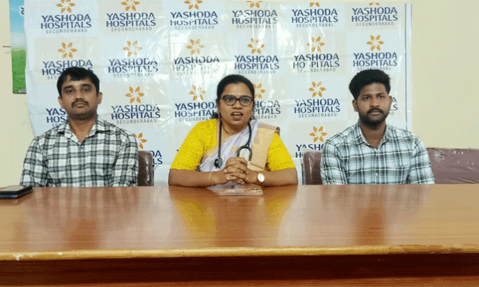 Dr. Sravanthi Reddy of Yashoda Hospitals explains modern cancer treatment options and the importance of cancer awareness during a press conference.