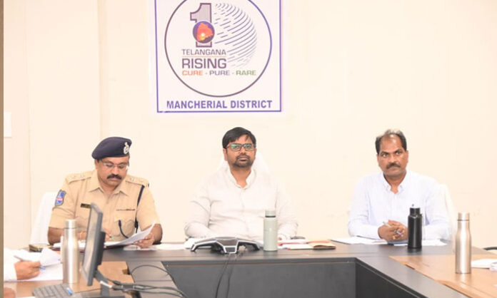 Chief Secretary Ramakrishna Rao reviewing NEET 2026 examination arrangements with Telangana district officials through a video conference from Hyderabad.