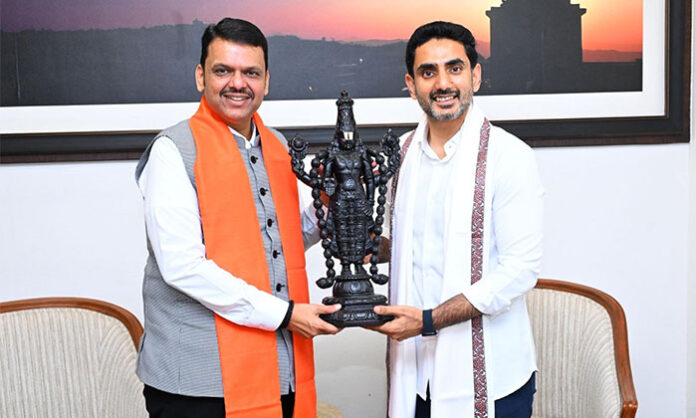 Andhra Pradesh IT Minister Nara Lokesh meets Maharashtra Chief Minister Devendra Fadnavis in Mumbai to discuss investments and development of Visakhapatnam as an IT and AI hub.