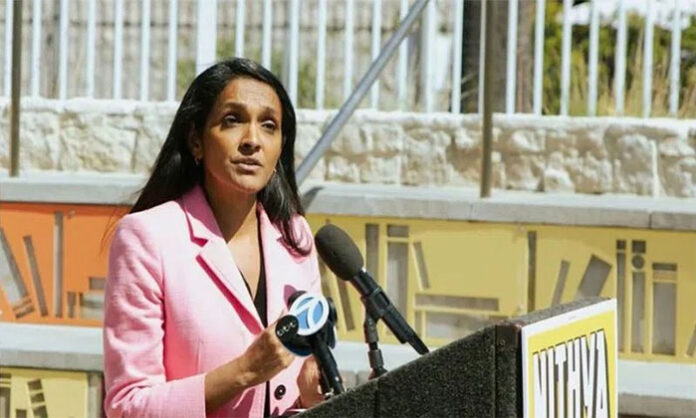 Nithya Raman, Indian-origin candidate, leading in Los Angeles mayoral election race with strong voter support in early vote counts.