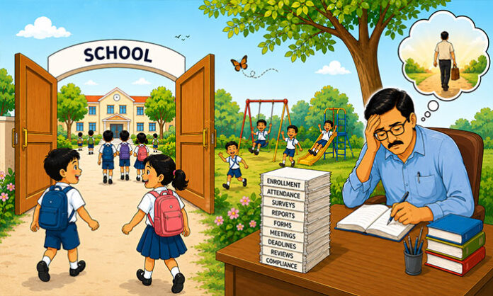 Teachers and students returning to school as classrooms reopen with renewed activity and learning atmosphere after vacation break