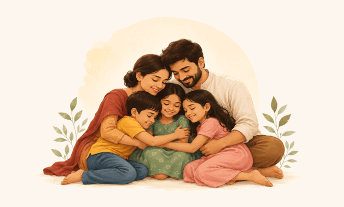 An emotional message highlighting that a person's true strength comes from the love, support, and unbreakable bond of family, especially parents and siblings.