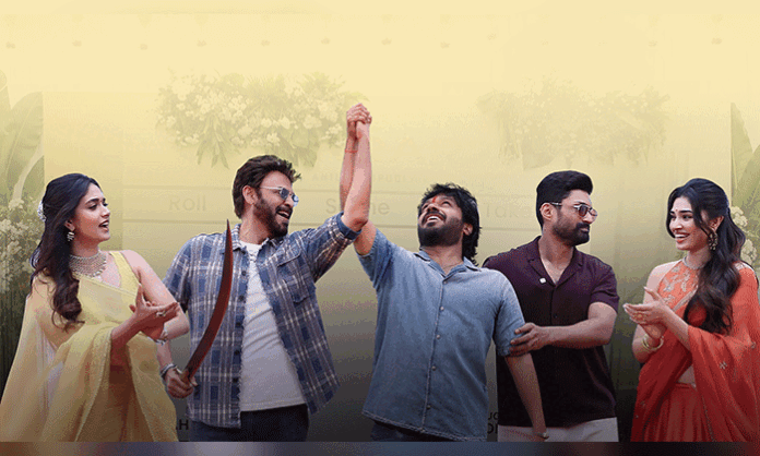 Venkatesh, Nandamuri Kalyan Ram, Keerthy Suresh and Krithi Shetty feature in the promotional campaign announcing the regular shoot of Veera Thilakam.