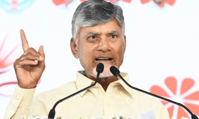 Andhra Pradesh Chief Minister Chandrababu Naidu addresses a public meeting, reaffirming his commitment to complete the Veligonda Project and provide rehabilitation support to displaced families.