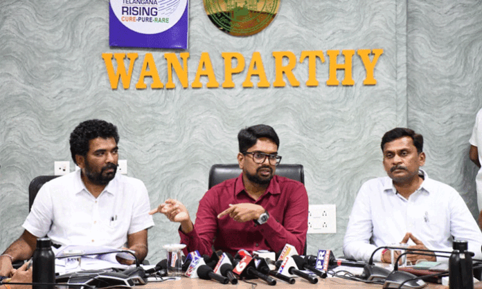 District Collector Adarsh Surabhi addresses a press conference in Wanaparthy, urging citizens to register as voters at a single polling station under the SIR program.