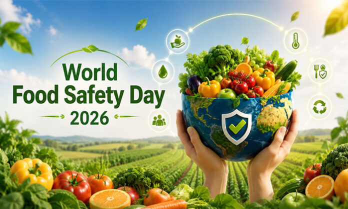 World Food Safety Day awareness campaign highlighting malnutrition, food security, healthy nutrition, and the importance of safe food consumption for public health.