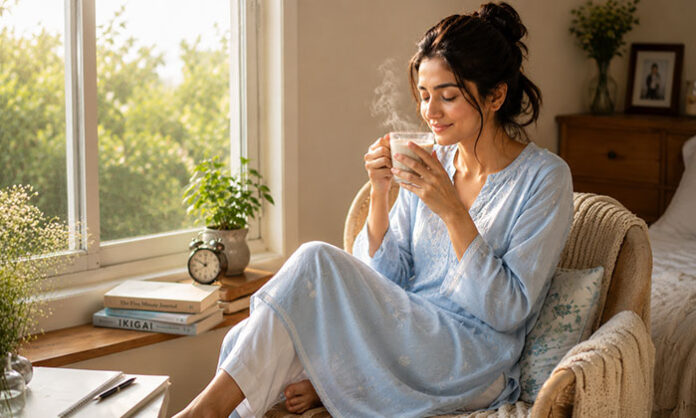 Concept image showing effects of quitting tea for 30 days including improved skin glow, hydration balance, and overall body detox benefits.