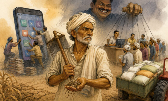 Farmers demand direct urea supply and oppose app-based fertilizer distribution and Mee Seva registration requirements.