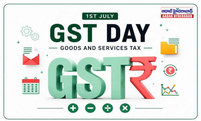 An illustration representing Goods and Services Tax Day in India, highlighting the unified tax system, economic integration, and simplified business environment.