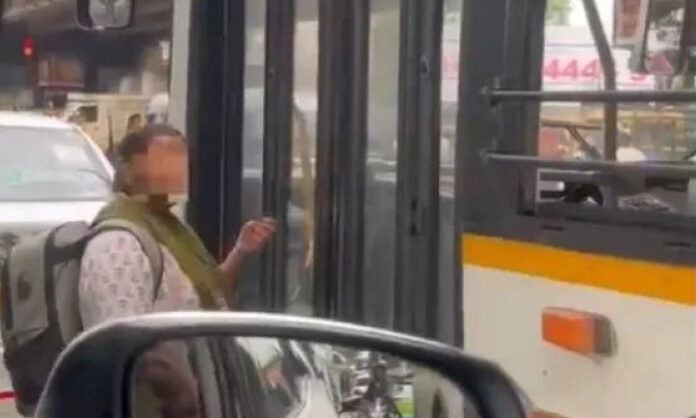A TGSRTC bus at Paradise signal in Hyderabad where a viral incident involving a bus driver and a woman passenger sparked online debate.