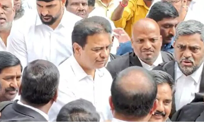 BRS Working President KTR appears before the Nampally Court in the Formula E race case and says false cases will not stop public struggles.