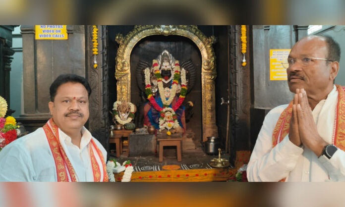 Kichannagari Laxma Reddy inspects RK Puram development works after offering prayers at Sri Varahi Pratyangira Mata Temple.