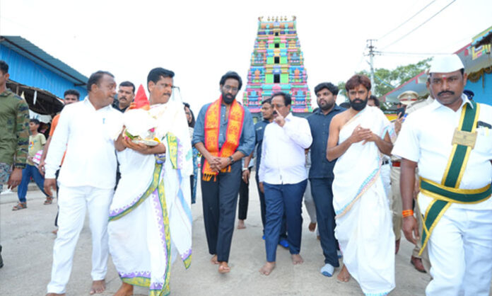 Manchu Vishnu visits Medak Fort, Medak CSI Cathedral, and Edupayala Temple while promoting tourism development in Medak district.