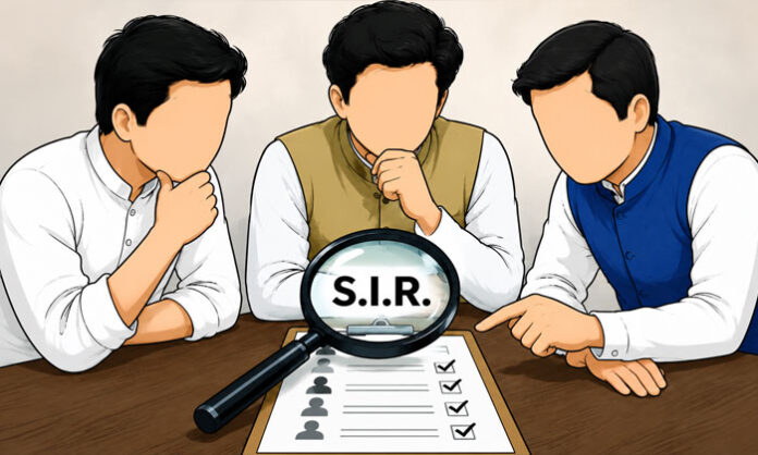 Officials and voters participate in the Special Intensive Revision (SIR) process to verify voter details and update electoral rolls.