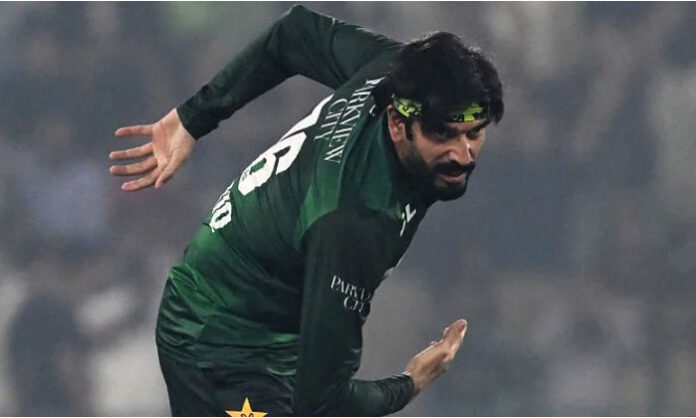 Pakistan spinner Usman Tariq reacts after criticism over his bowling action during The Hundred tournament in England.