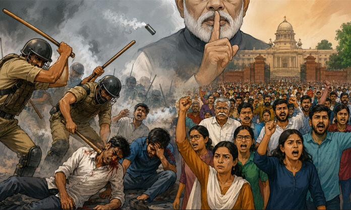 Students and supporters participate in a protest march demanding action and accountability amid rising public outrage.