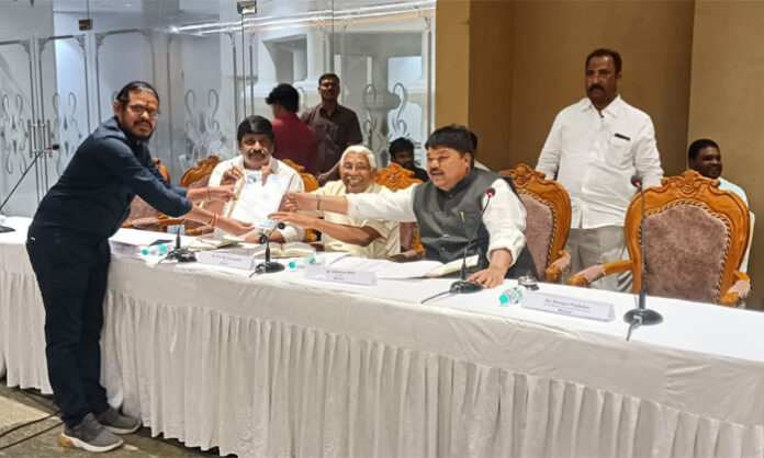 Music director Vishnu Kishore submits a representation to the Telangana government's committee seeking welfare measures and rights for artists.