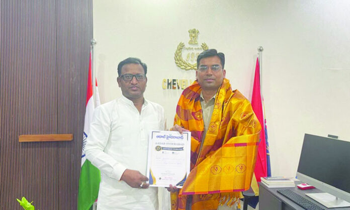Aadab Hyderabad CMD Satyam Veeramalla invites prominent officials to the newspaper's 15th anniversary celebration