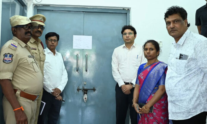 District Collector Bhavesh Mishra inspects EVM warehouse and reviews CCTV and fire safety systems