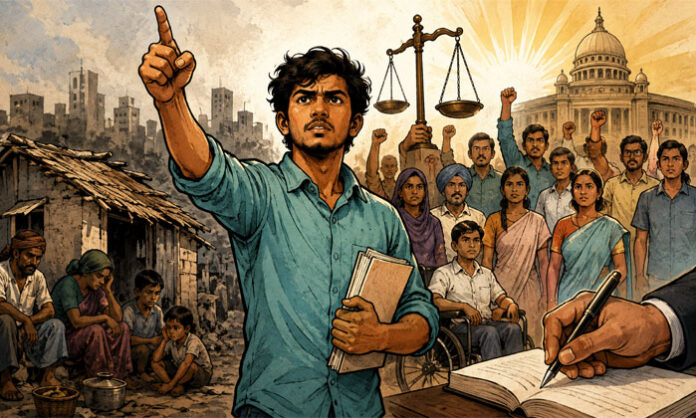 Community empowerment message emphasizing constitutional rights and economic progress