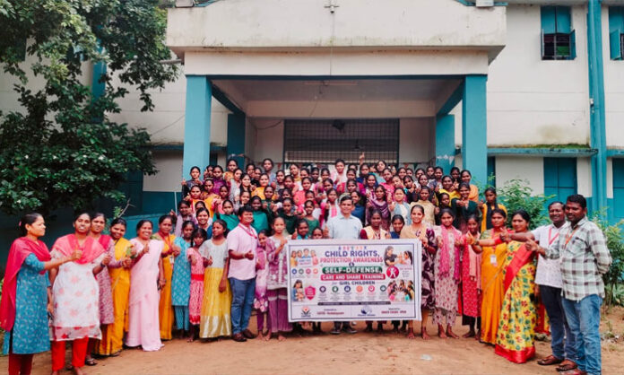 Girls receive rights awareness and self-defense training at Kasturba Girls Hostel