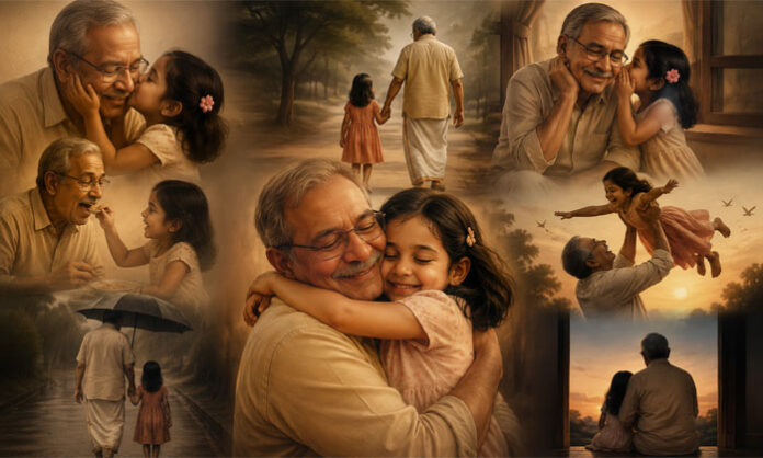 Emotional bond between a grandfather and his beloved granddaughter