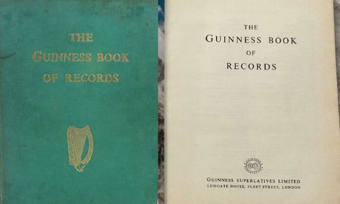 First edition of the Guinness Book of World Records published in Britain on August 27, 1955