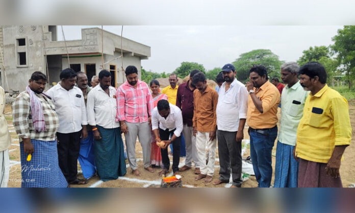 Sarpanch Bollikonda Saidulu lays foundation stone for new Gunjaluru Gram Panchayat building