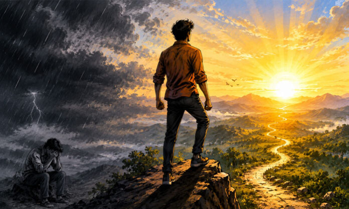 Inspirational message about hope, courage and overcoming failure in difficult times