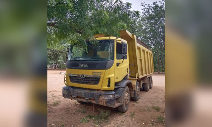 Police seize tipper truck and register case over illegal sand transport near Raghupathipeta