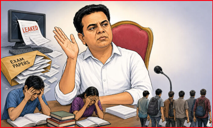 KTR faces political criticism over earlier Telangana exam paper leak controversy