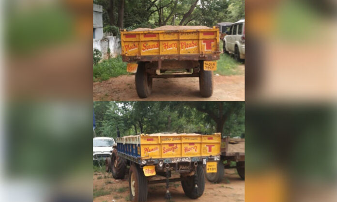 Kalwakurthy police seize two tractors transporting sand illegally and file cases against owners and drivers