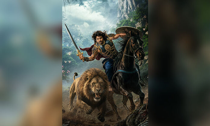 Sundeep Kishan appears as a fearless warrior on horseback alongside a roaring lion in the first look poster of the pan-India socio-fantasy film Karikaala.