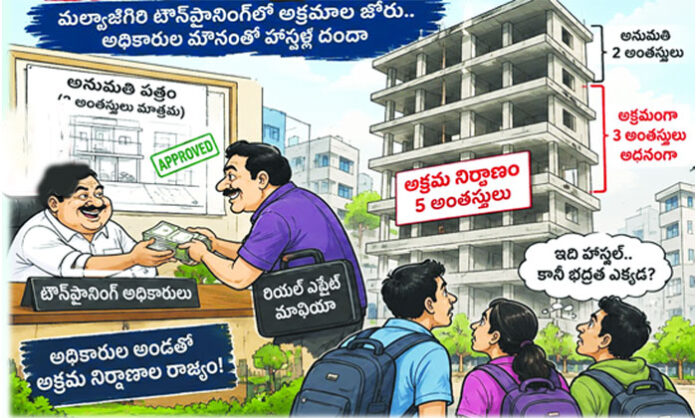Illegal multi-story constructions and hostel buildings raise safety concerns in Malkajgiri