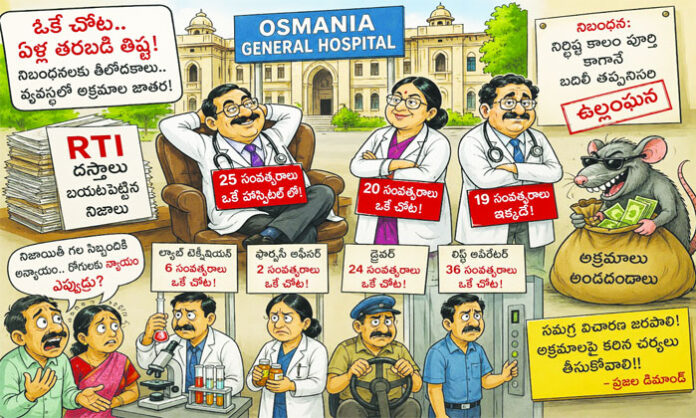 RTI records reveal long tenures of professors and staff at Osmania General Hospital