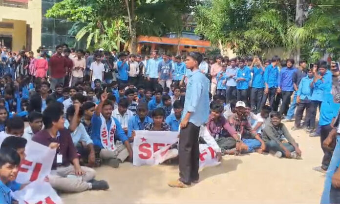 Polytechnic students protest against GO No. 97 at East Marredpally